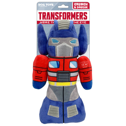 Hasbro Optimus Prime Crunch Water Bottle Squeaky Plush Dog Toy