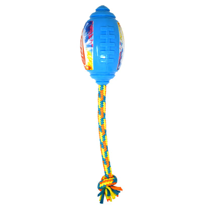 Nerf Colour Blast Squeak Football with T Shirt Rope TPR Dog Toy