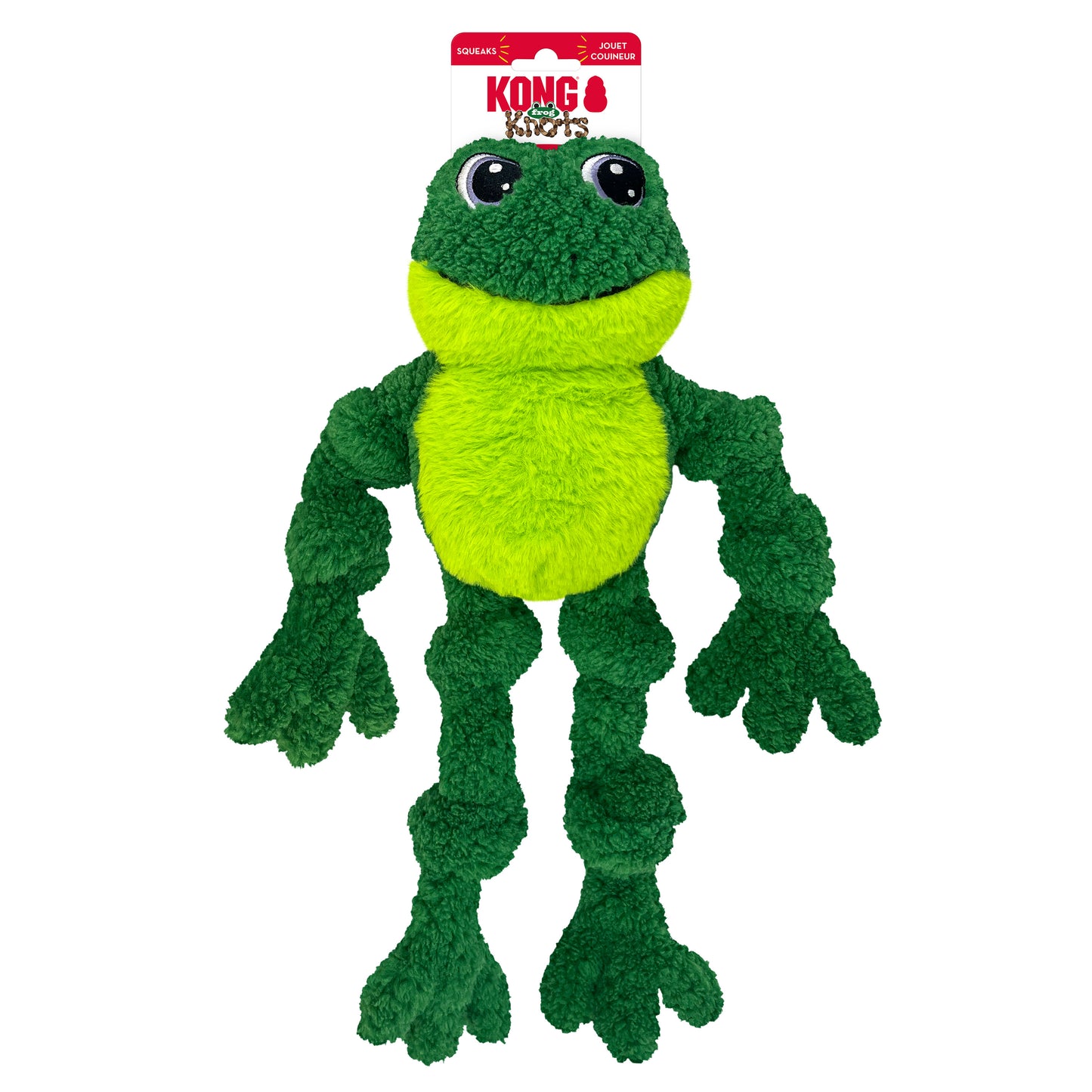 KONG Knots Frog Plush Squeaky Dog Toy Large