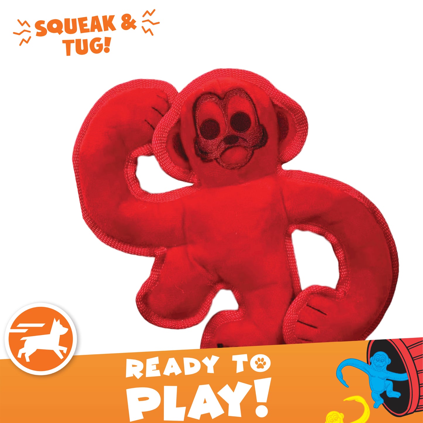 Hasbro Barrel of Monkeys Squeaky Tough Plush Dog Toy