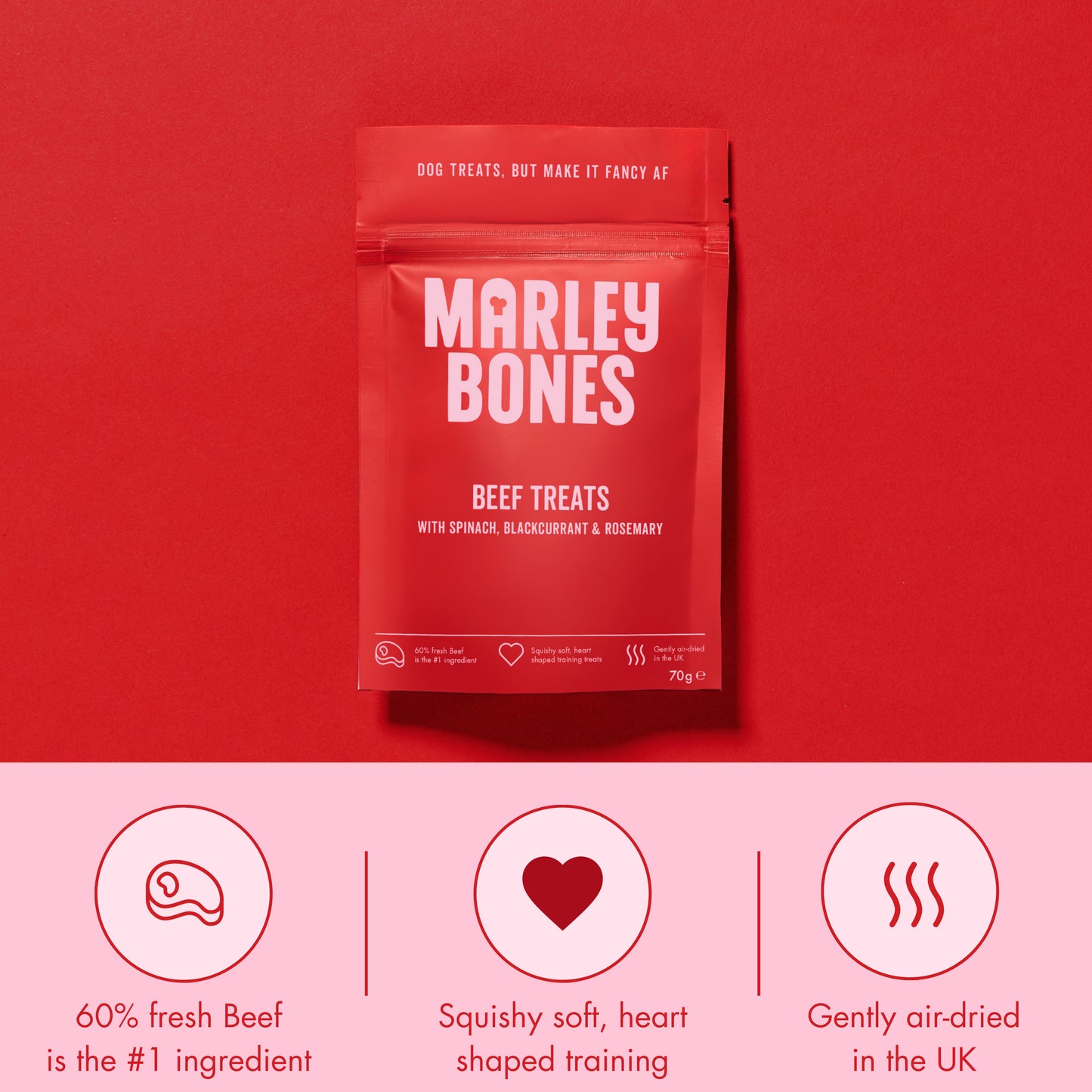 Marleybones Air-Dried Dog Treats Beef & Superfoods 70g