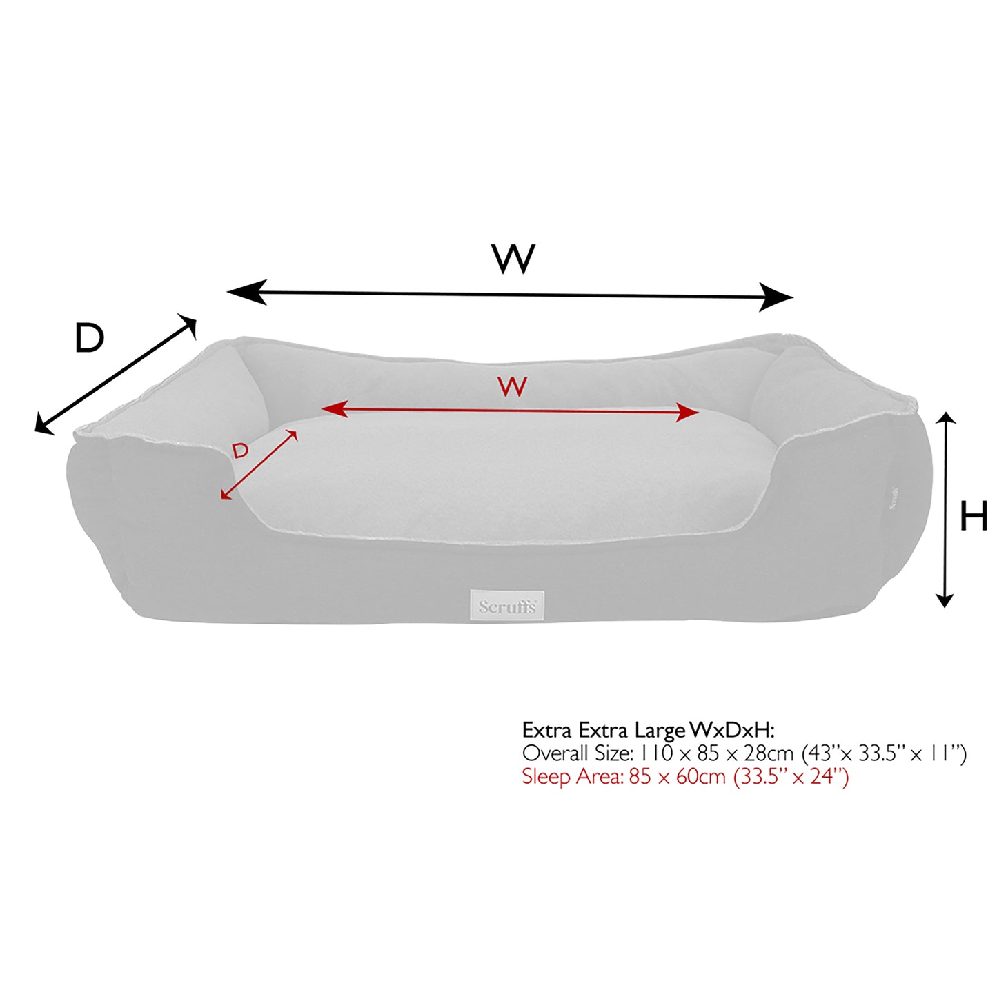 Scruffs Harvard Orthopaedic Box Dog Bed Pearl Grey
