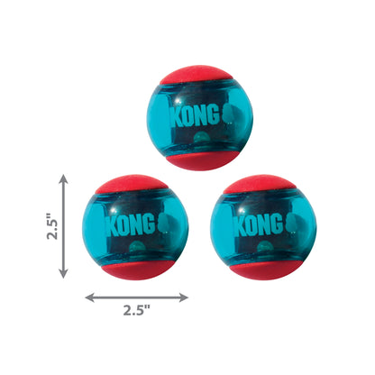 KONG Squeezz Action Ball Squeaky Dog Toy Medium x3