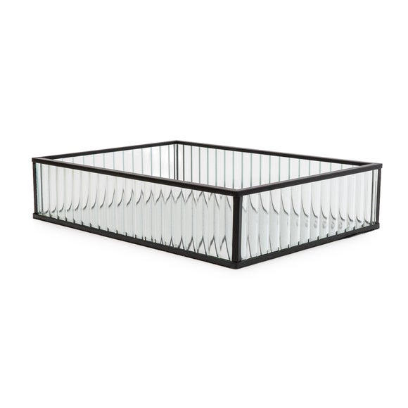 Ribbed Black Edge Glass Tray