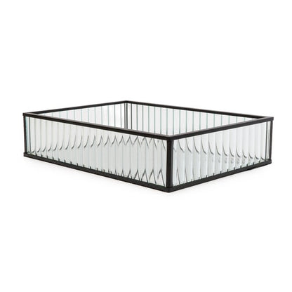 Ribbed Black Edge Glass Tray
