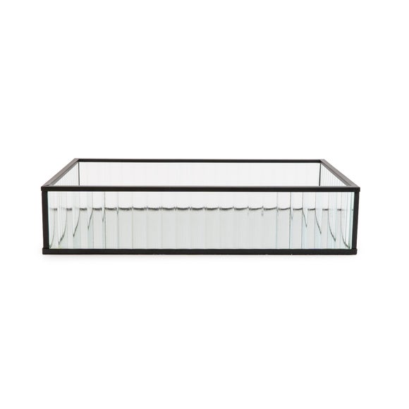 Ribbed Black Edge Glass Tray