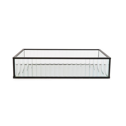 Ribbed Black Edge Glass Tray