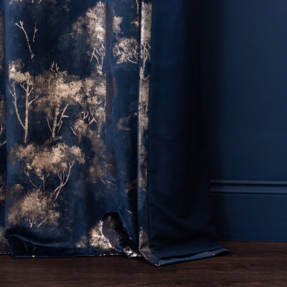 Velour Trees Eyelet Curtains