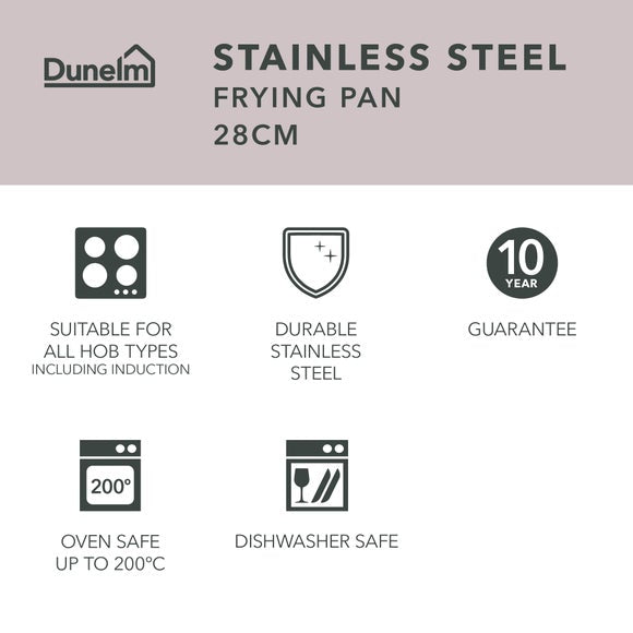 Recycled Stainless Steel Frying Pan, 28cm