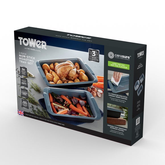 Tower Set of 2 Cerasure Non-Stick Roasting Trays