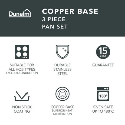 Pro Copper Base Non-Stick Stainless Steel 3 Piece Pan Set
