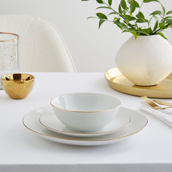 Gold Band 12 Piece Dinner Set