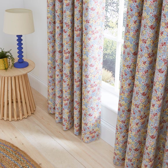 Hannah Retro Ditsy Blackout Eyelet Curtains