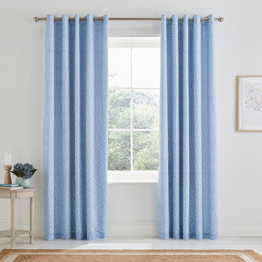 Annie Floral Cotton Blackout Eyelet Curtains