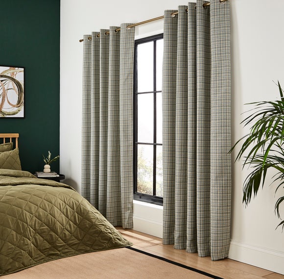 Beckett Basket Weave Blackout Eyelet Curtains