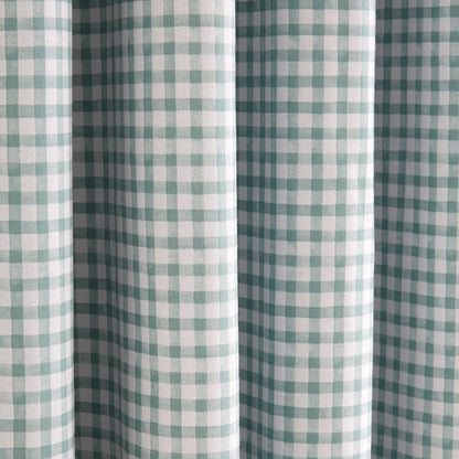 Green Gingham Blackout Eyelet Curtains
