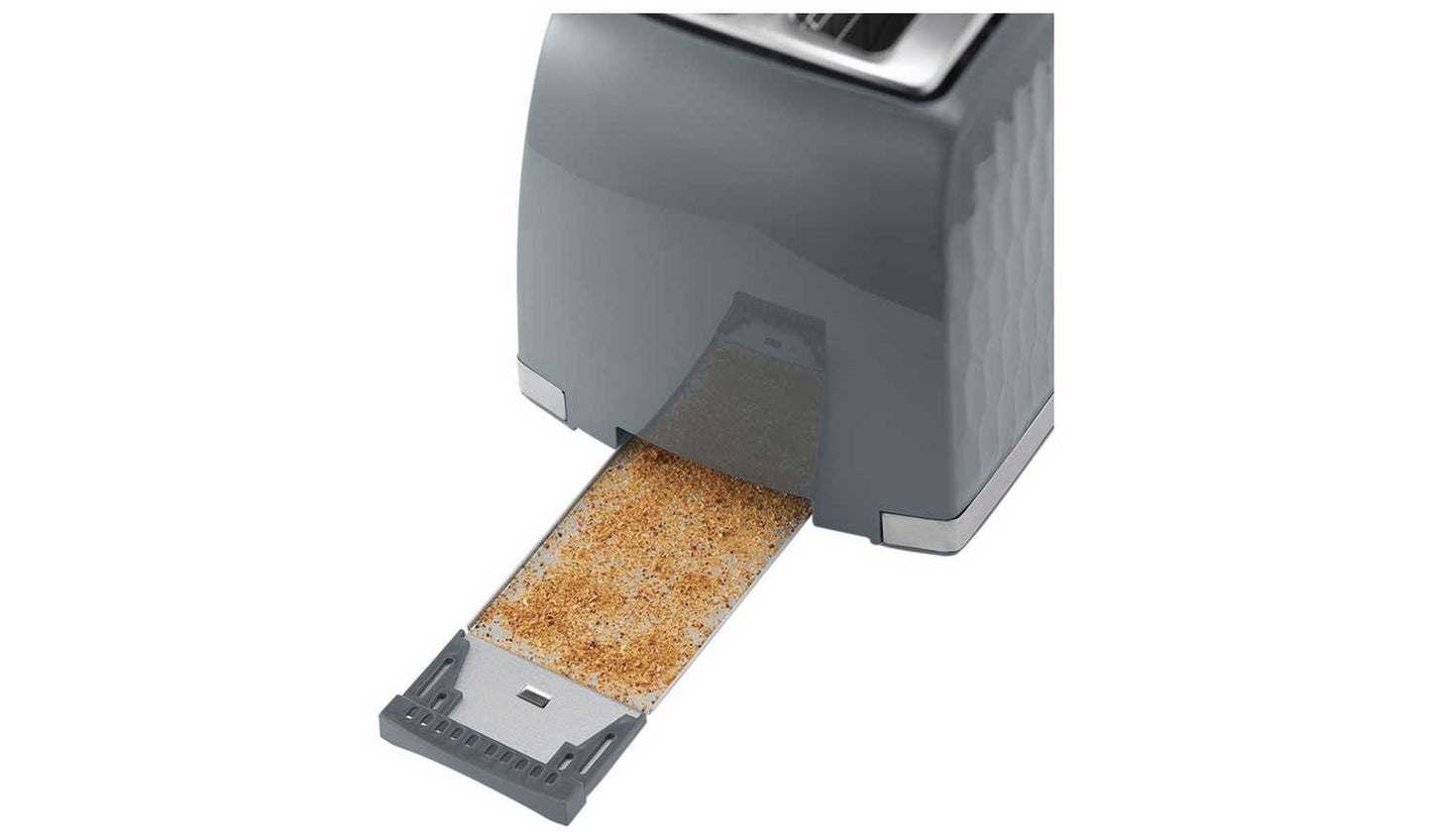 Russell Hobbs Honeycomb 2 Slice Grey Plastic Toaster 26063
