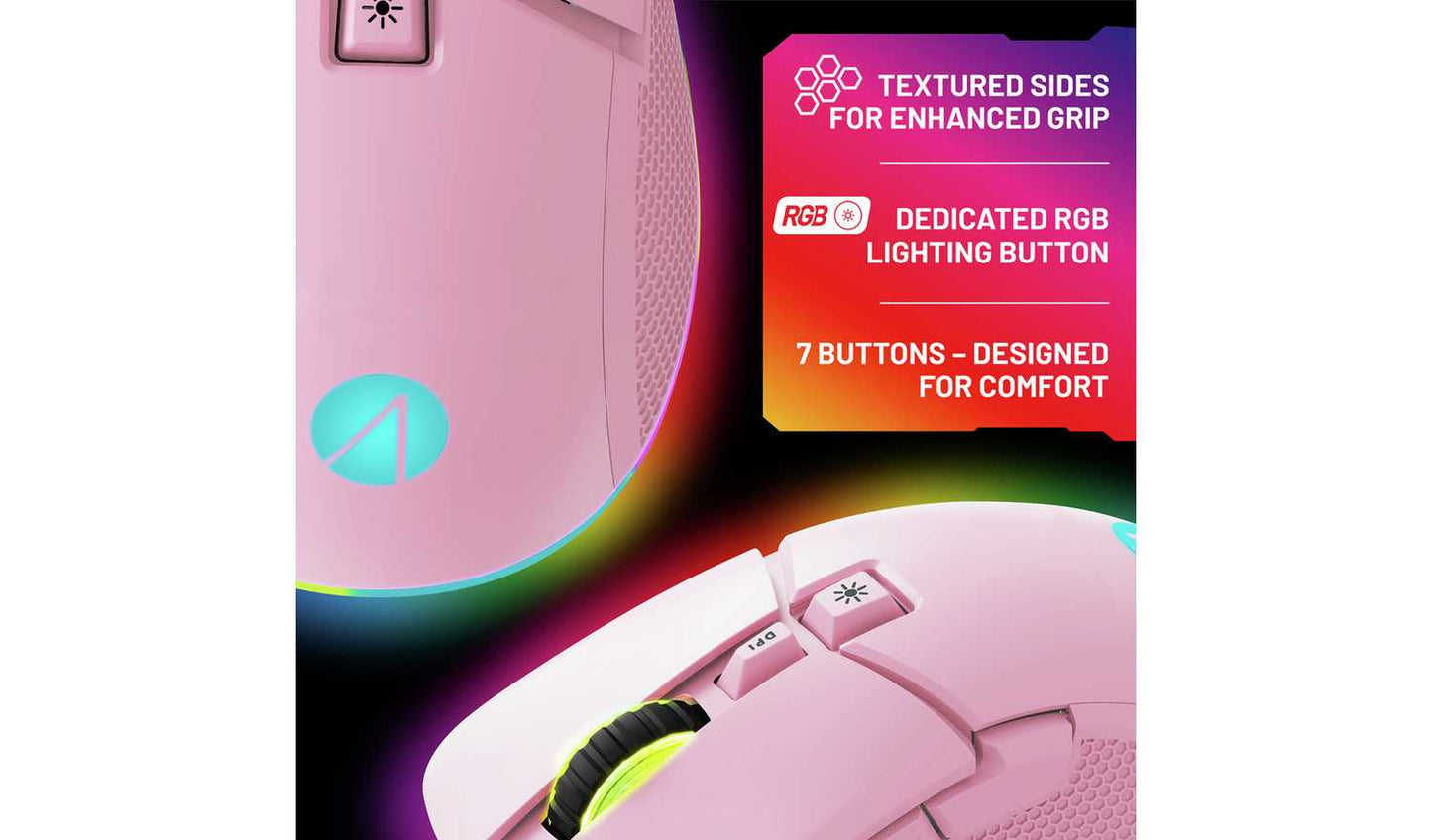 STEALTH Light-Up USB Gaming Mouse - Blush