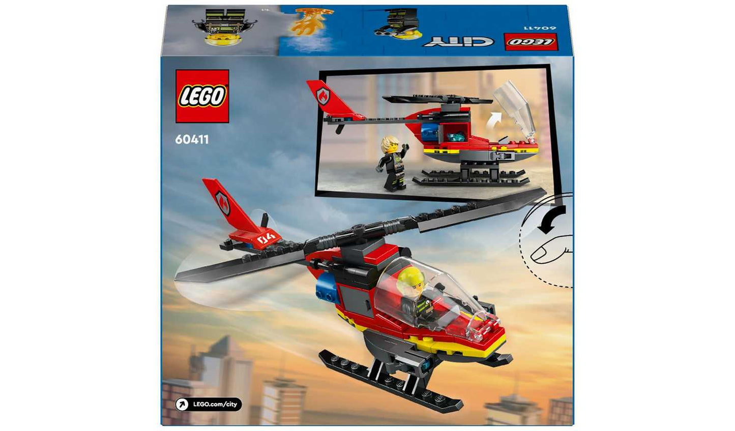 LEGO City Fire Rescue Helicopter Toy Vehicle Set 60411