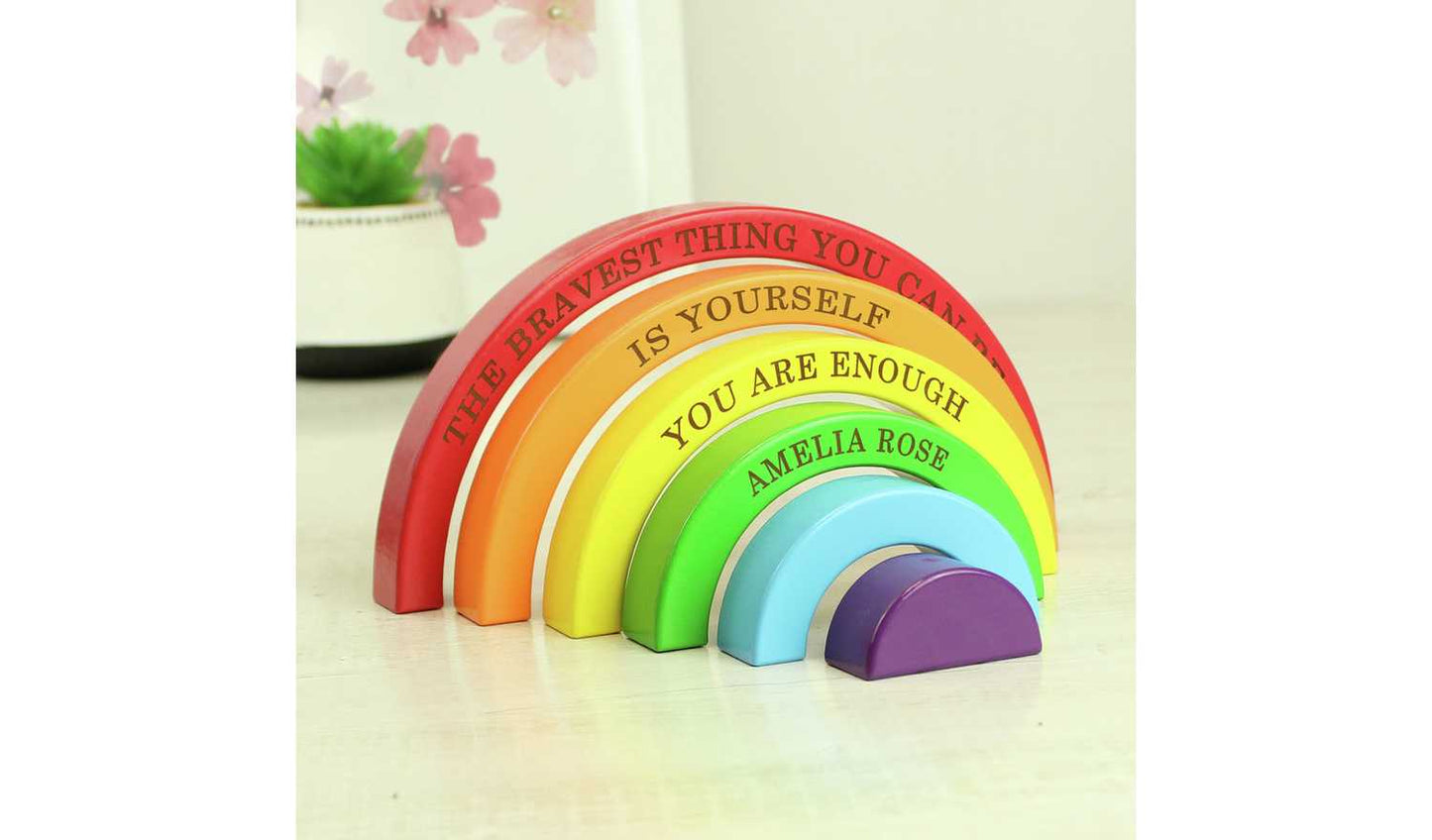 Personalised Message Wooden Rainbow Stacker