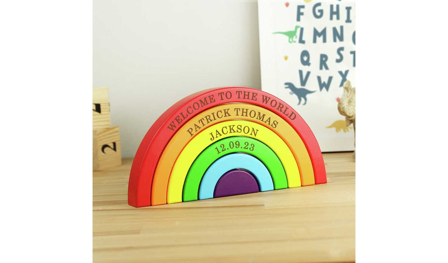 Personalised Message Wooden Rainbow Stacker