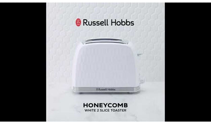 Russell Hobbs Honeycomb 2 Slice White Plastic Toaster 26060