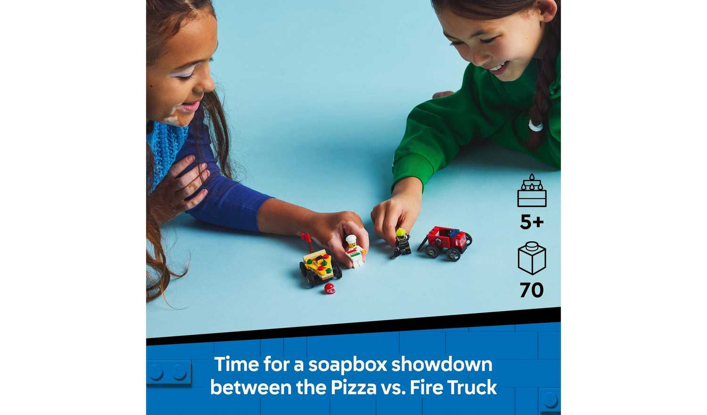 LEGO City Pizza vs. Fire Truck Race Car Pack Toy 60458