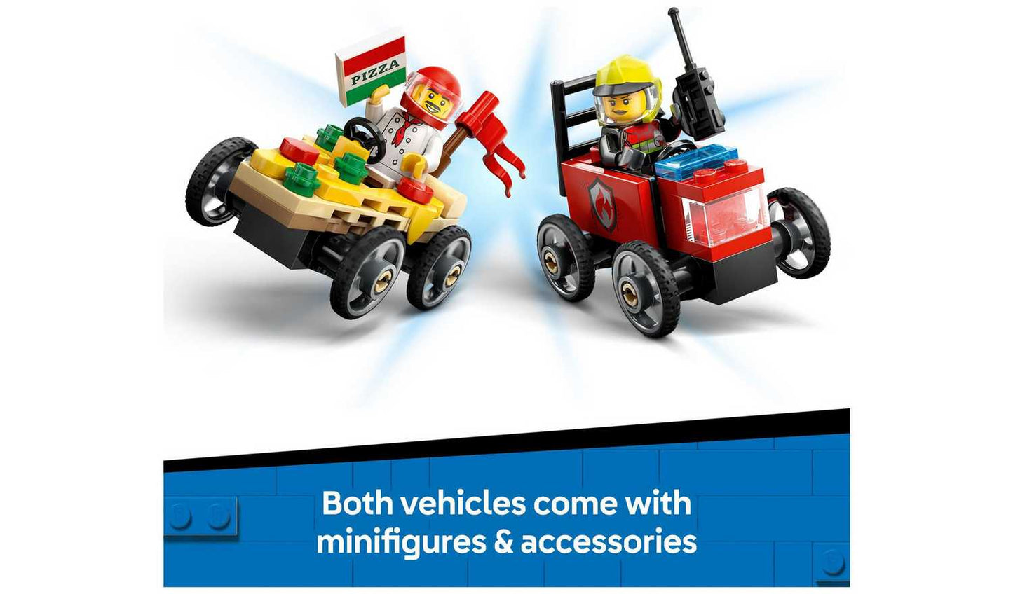 LEGO City Pizza vs. Fire Truck Race Car Pack Toy 60458