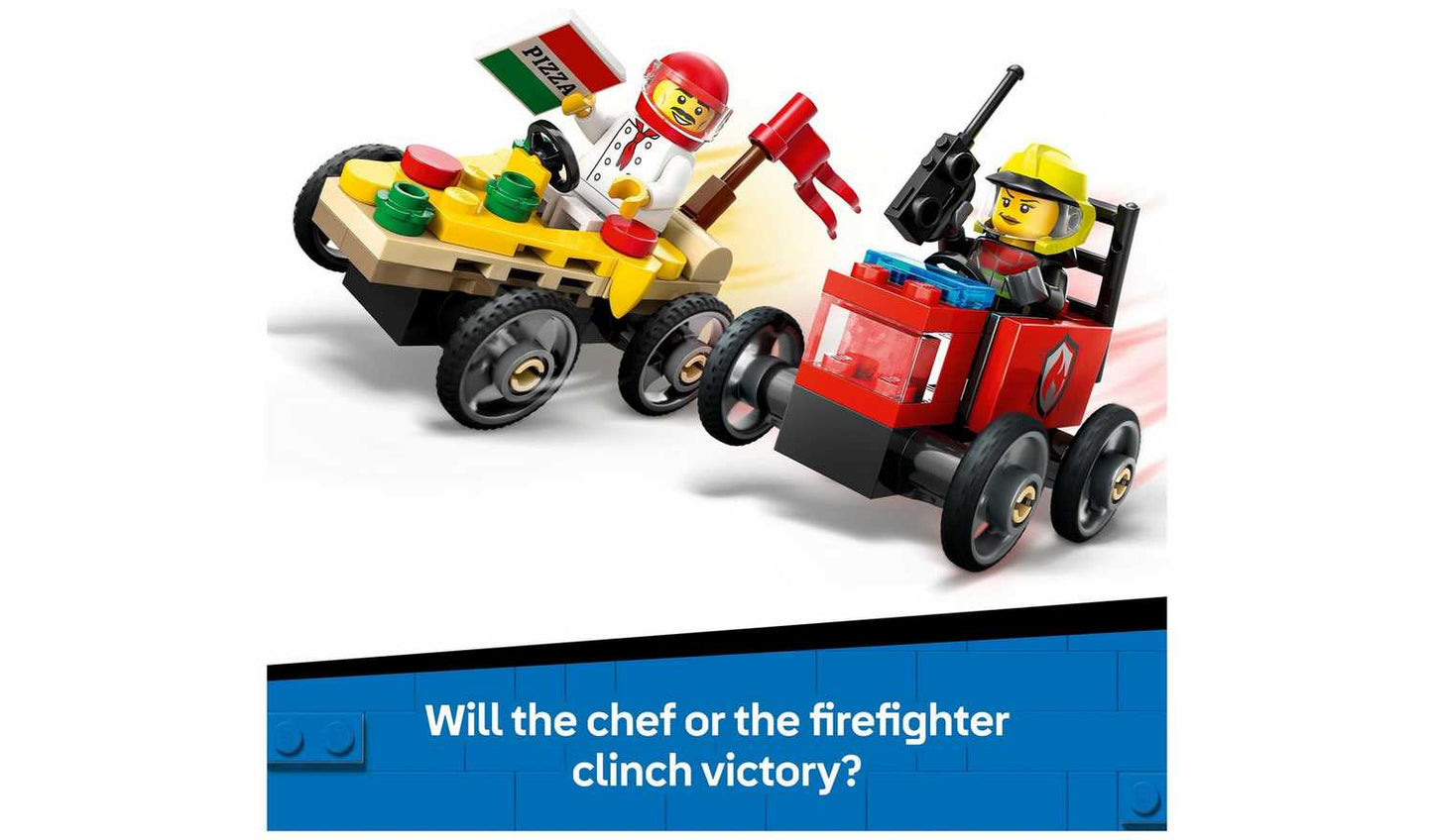LEGO City Pizza vs. Fire Truck Race Car Pack Toy 60458