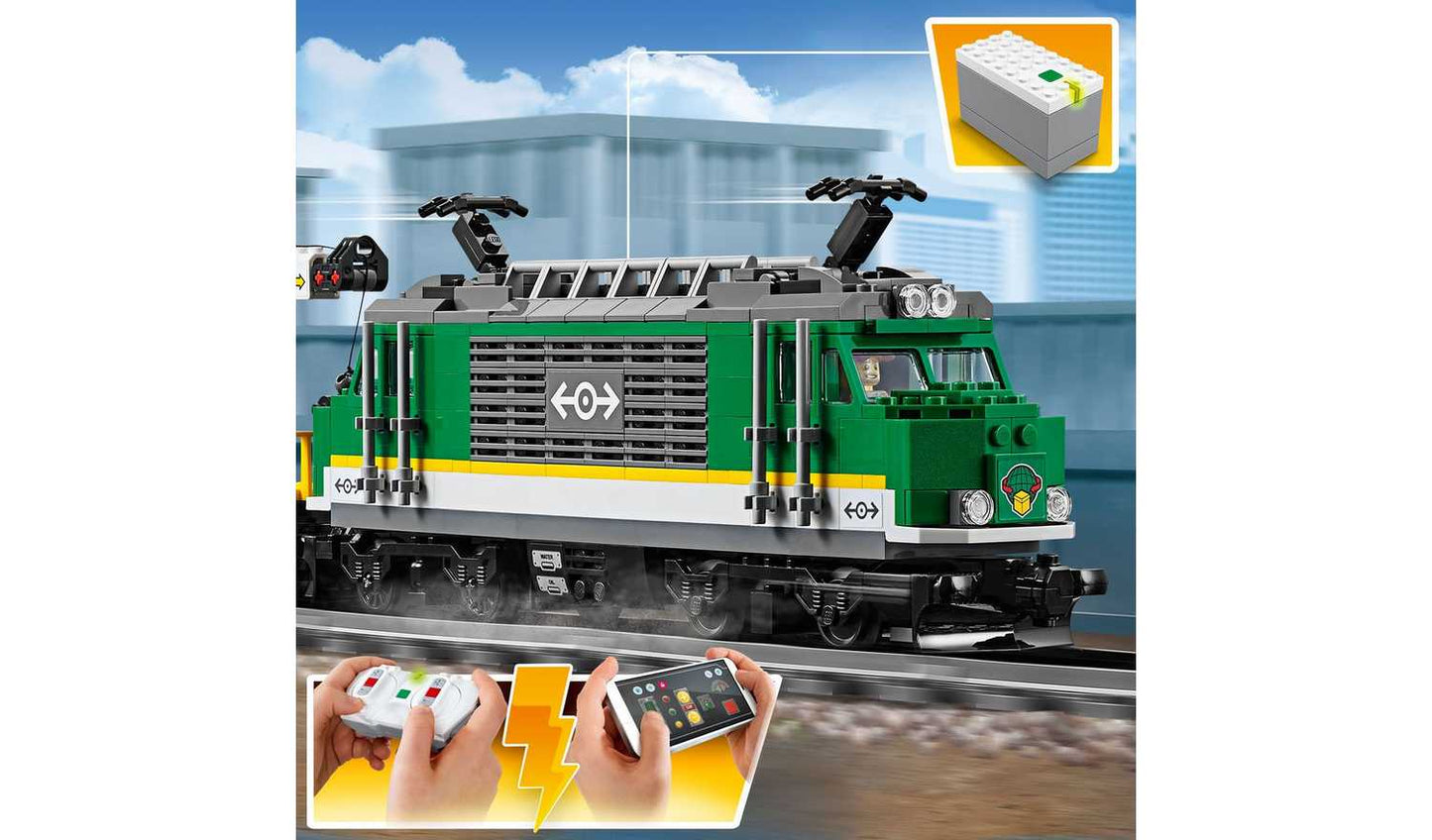 LEGO City Cargo Train RC Battery Powered Toy Track Set 60198