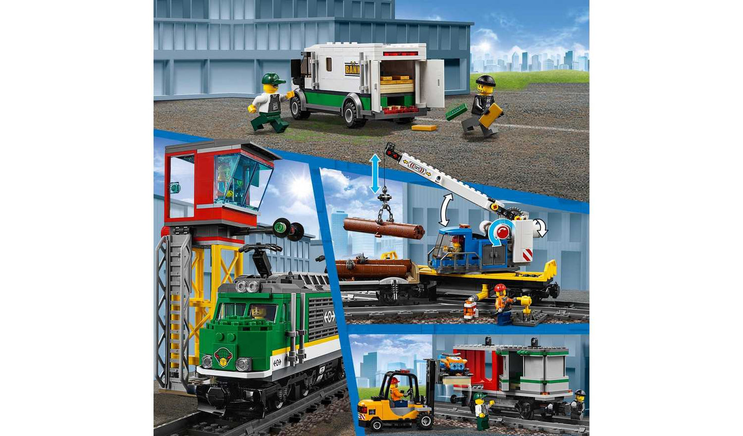 LEGO City Cargo Train RC Battery Powered Toy Track Set 60198
