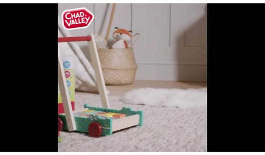 Chad Valley Wooden Crocodile Trolley and Blocks