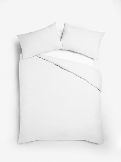 White Cotton Rich Plain Duvet Cover and Pillowcase Set