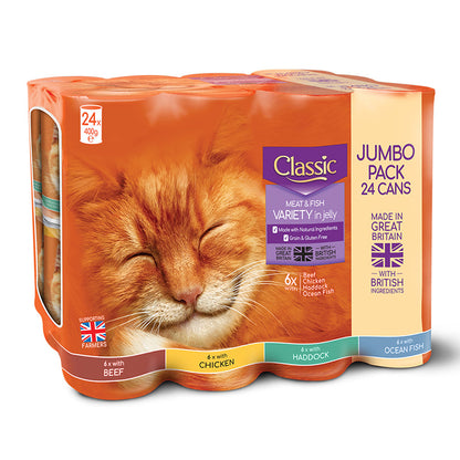 Classic Wet Cat Food Meat & Fish In Jelly 24x400g