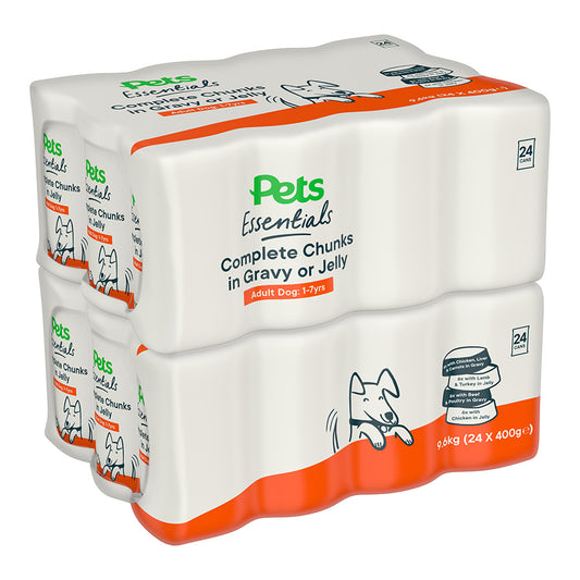 Pets Essentials Mixed Variety Adult Wet Dog Food 24x400g