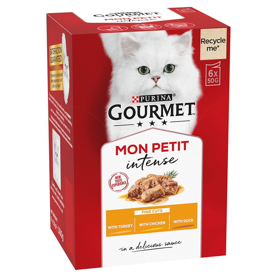 Gourmet Mon Petit Intense Wet Adult Cat Food Duck, Chicken & Turkey 6x50g