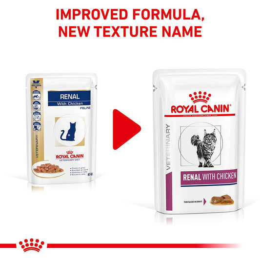 Royal Canin Veterinary Renal Adult Wet Cat Food Chicken in Gravy 48x85g