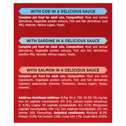 Gourmet Mon Petit Wet Cat Food Cod, Sardine & Salmon 6x50g