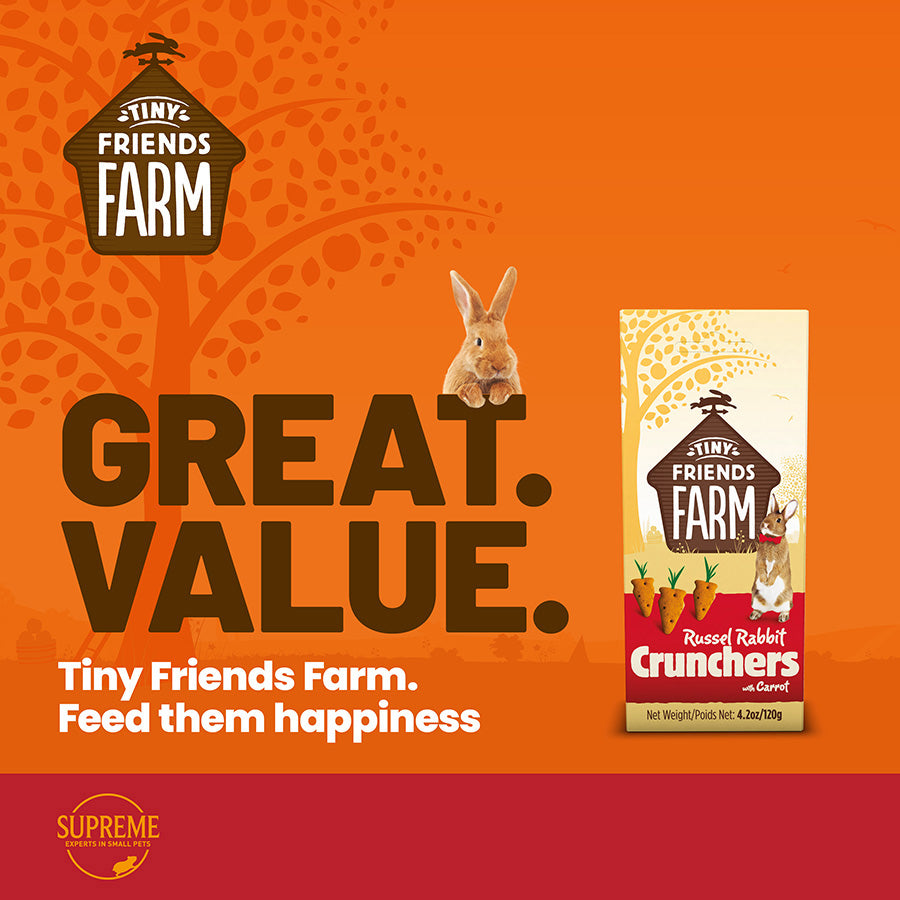Tiny Friends Farm Russel Rabbit Crunchers Treats with Carrot 120g