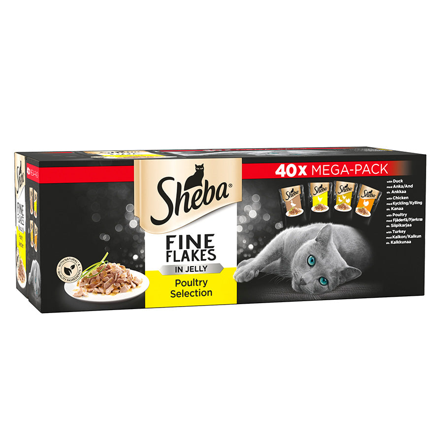 Sheba Fine Flakes Adult Wet Cat Food Poultry In Jelly 40x85g