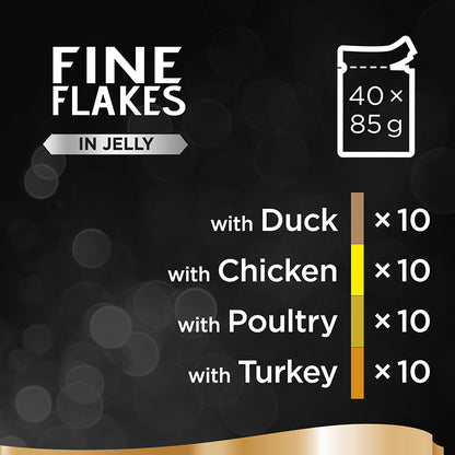 Sheba Fine Flakes Adult Wet Cat Food Poultry In Jelly 40x85g