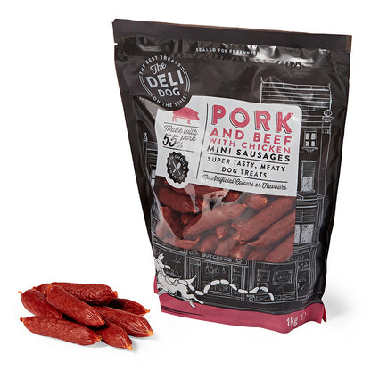 The Deli Dog Mini Sausages Treats Pork, Beef with Chicken 1kg