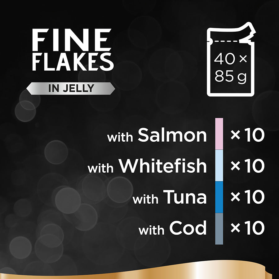 Sheba Fine Flakes Wet Adult Cat Food Fish In Jelly 40x85g