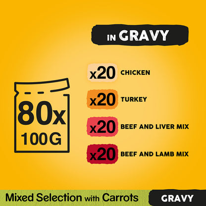 Pedigree Wet Adult Dog Food Mixed In Gravy Giant 80x100g