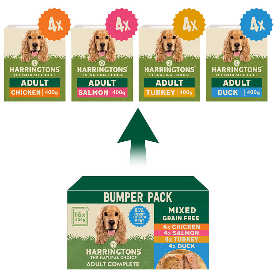 Harringtons Grain Free Wet Dog Food Mixed Selection 16x400g