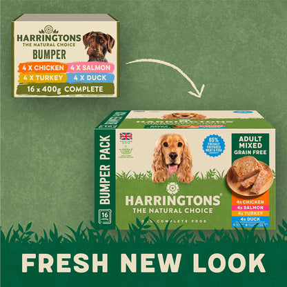 Harringtons Grain Free Wet Dog Food Mixed Selection 16x400g