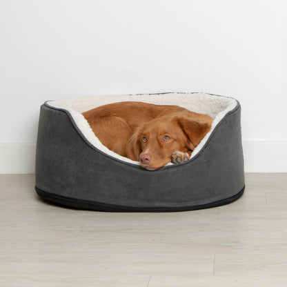 Pets at Home Teddy Oval Dog Bed Dark Grey