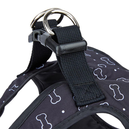 Pets at Home Bone Print Dog Harness Black