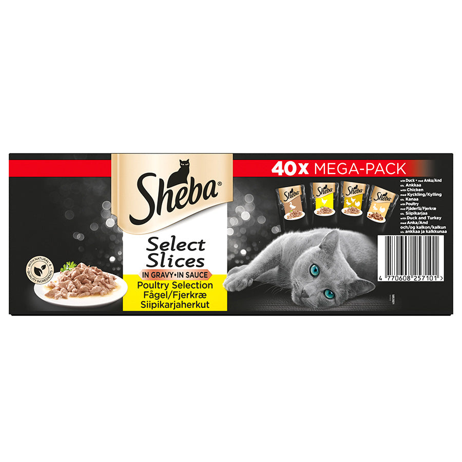 Sheba Select Slices Adult Wet Cat Food Poultry In Gravy 40x85g
