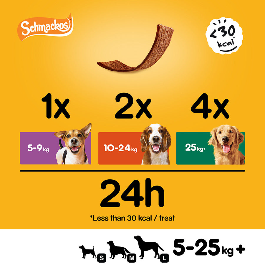 Pedigree Schmackos Adult Dog Treats Meaty Mix 20 Pack 144g
